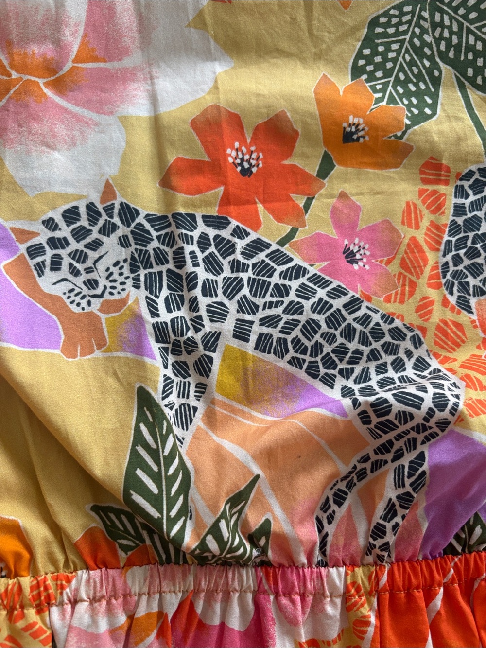 FARM Rio Pink, Orange & Yellow Floral Leopard-Print Midi Dress - Picture 5 of 5